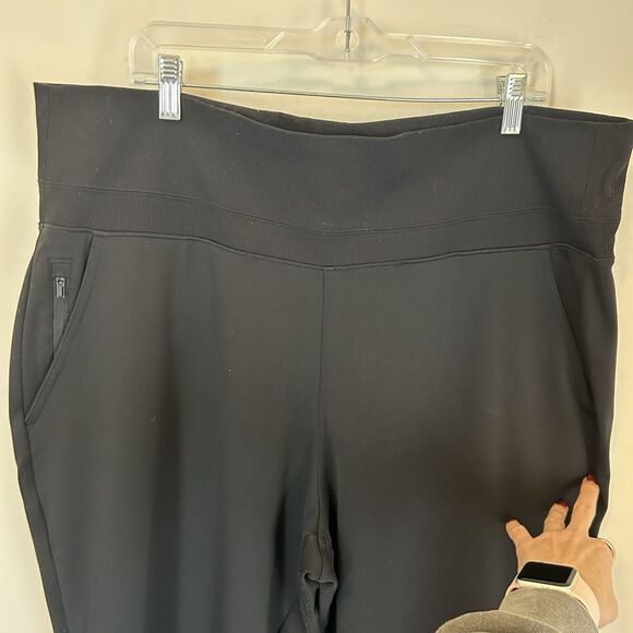 Athleta Venice Flare Pants Black High Rise Pull‎ On Slit 1X - Wear on thigh - Picture 2 of 10